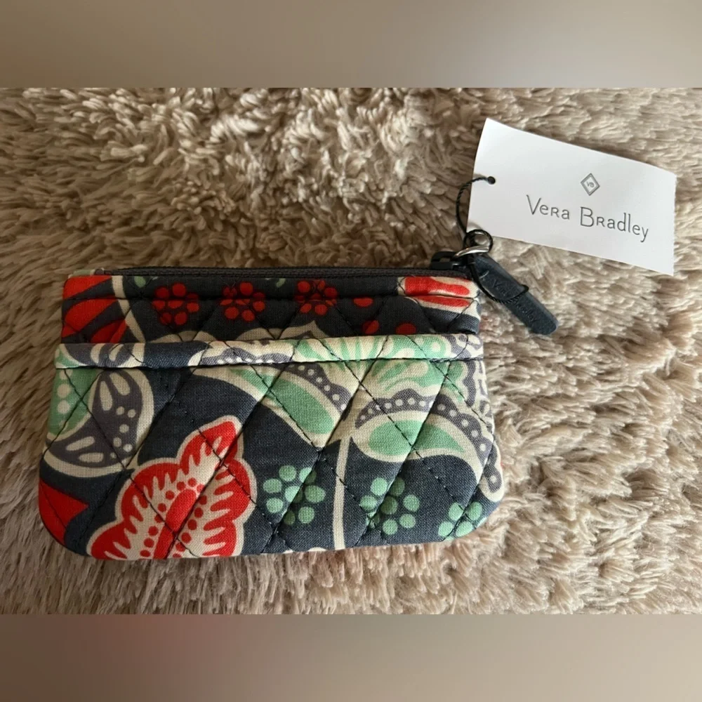 NWT Vera Bradley Nomadic Floral & Pueblo Zipper Coin Purse Quilted Fabric Wallet